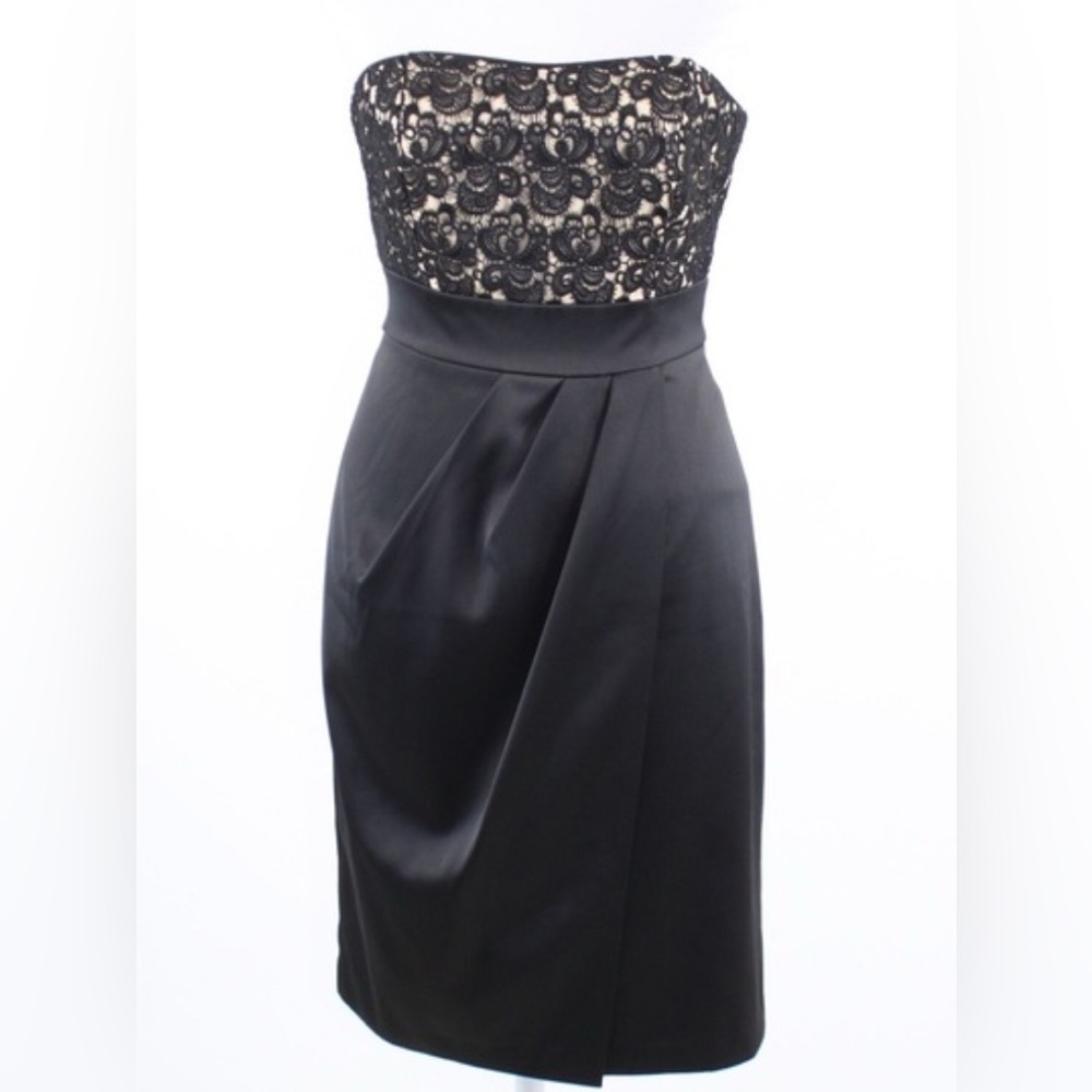 White House Black Market Strapless Black Lace  Dress Sz 10